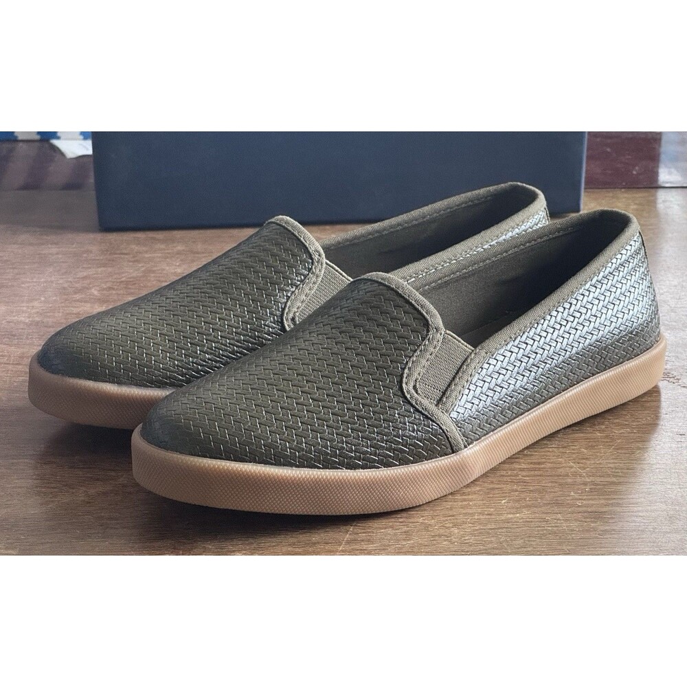 Women’s Size 8 Sunchaser Olive Weave Slip-On Casual XW2623 NIB